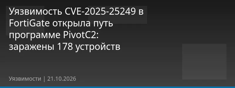 Уязвимость CVE-2025-25249 в FortiGate открыла путь программе PivotC2: заражены 178 устройств