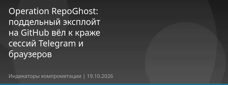 Operation RepoGhost: поддельный эксплойт на GitHub вёл к краже сессий Telegram и браузеров