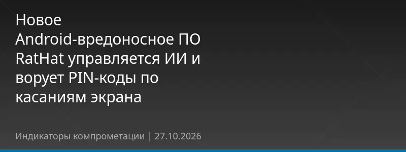 Новое Android-вредоносное ПО RatHat управляется ИИ и ворует PIN-коды по касаниям экрана