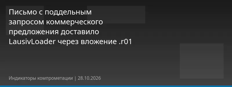 Письмо с поддельным запросом коммерческого предложения доставило LausivLoader через вложение .r01