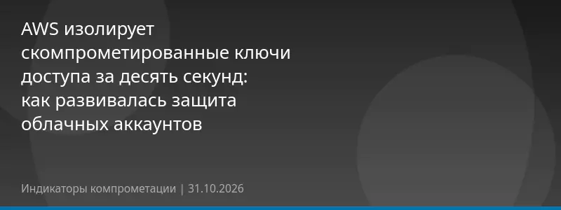 AWS изолирует скомпрометированные ключи доступа за десять секунд: как развивалась защита облачных аккаунтов