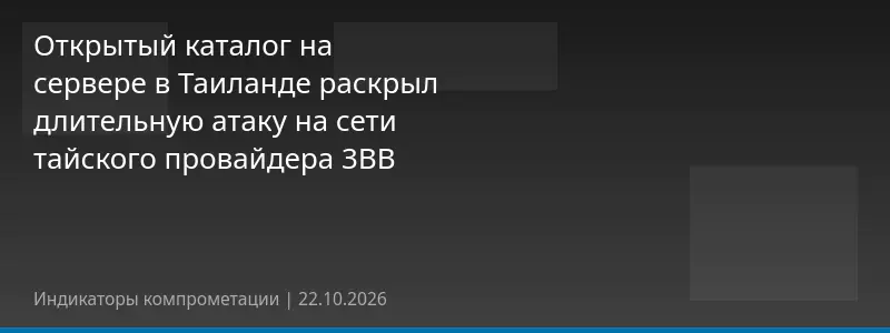 Открытый каталог на сервере в Таиланде раскрыл длительную атаку на сети тайского провайдера 3BB
