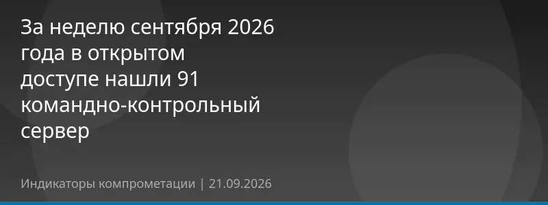 За неделю сентября 2026 года в открытом доступе нашли 91 командно-контрольный сервер