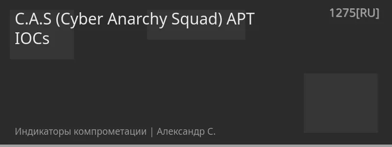 C.A.S (Cyber Anarchy Squad) APT IOCs