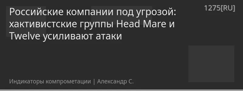 Российские компании под угрозой: хактивистские группы Head Mare и Twelve усиливают атаки