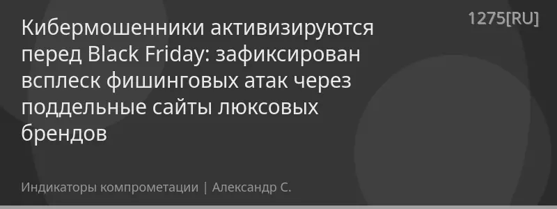 Кибермошенники активизируются перед Black Friday: зафиксирован всплеск фишинговых атак через поддельные сайты люксовых брендов