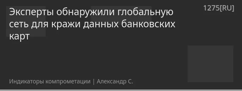 Эксперты обнаружили глобальную сеть для кражи данных банковских карт