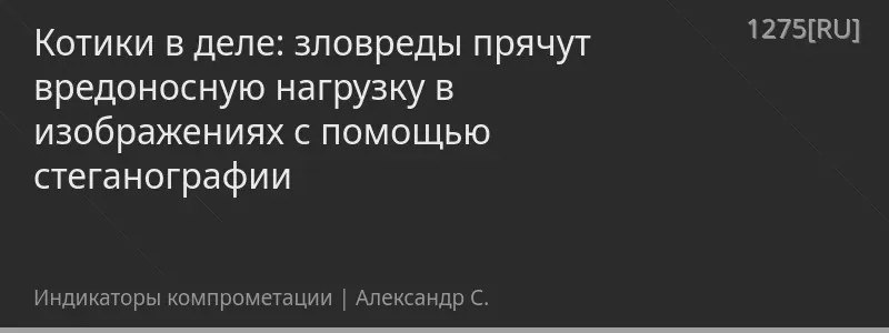 Котики в деле: зловреды прячут вредоносную нагрузку в изображениях с помощью стеганографии