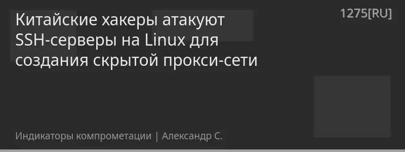 Китайские хакеры атакуют SSH-серверы на Linux для создания скрытой прокси-сети