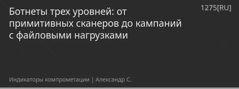 Ботнеты трех уровней: от примитивных сканеров до кампаний с файловыми нагрузками