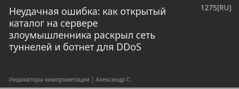 Неудачная ошибка: как открытый каталог на сервере злоумышленника раскрыл сеть туннелей и ботнет для DDoS