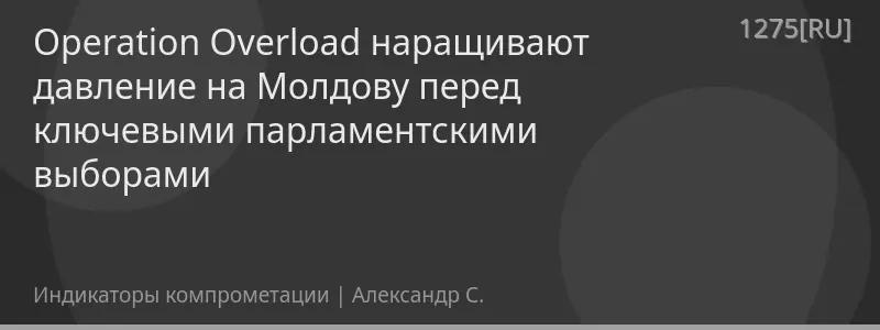 Operation Overload наращивают давление на Молдову перед ключевыми парламентскими выборами