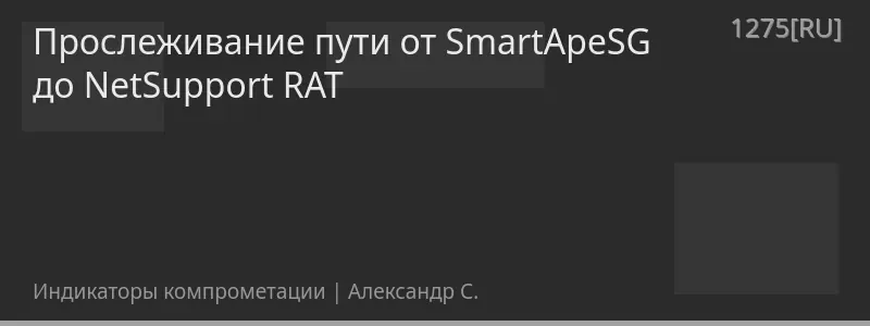 Прослеживание пути от SmartApeSG до NetSupport RAT